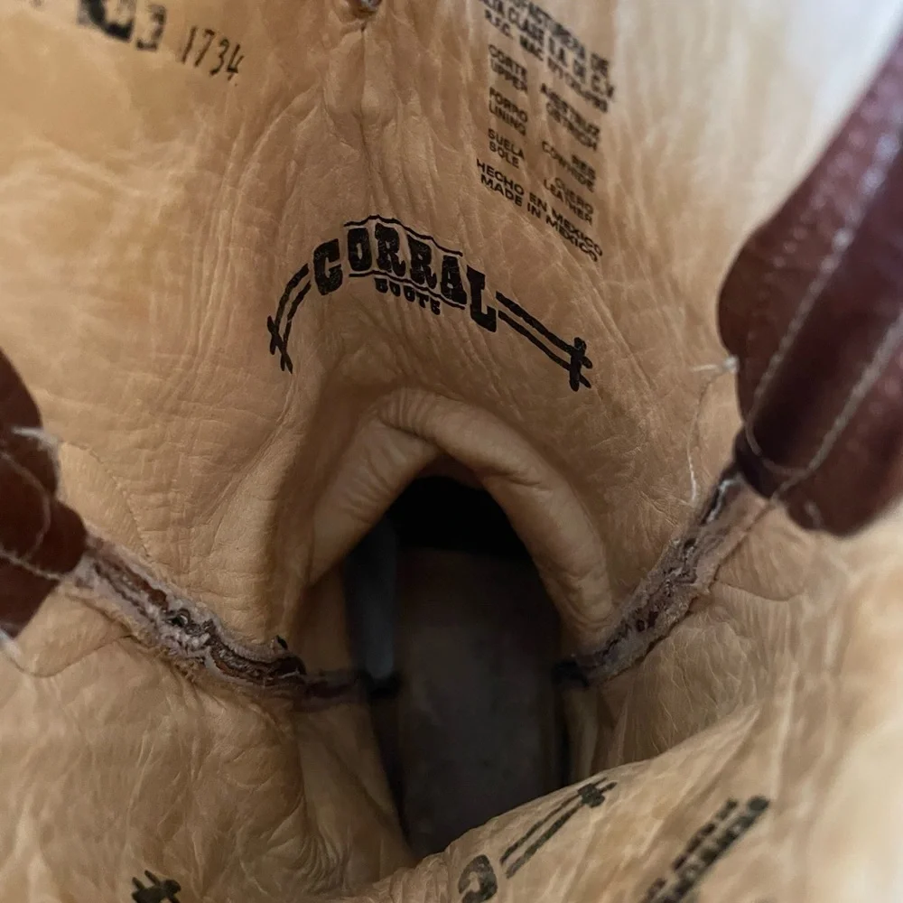 Mens Corral Western Ostrich Boots Size 9.5 - Picture 8 of 11